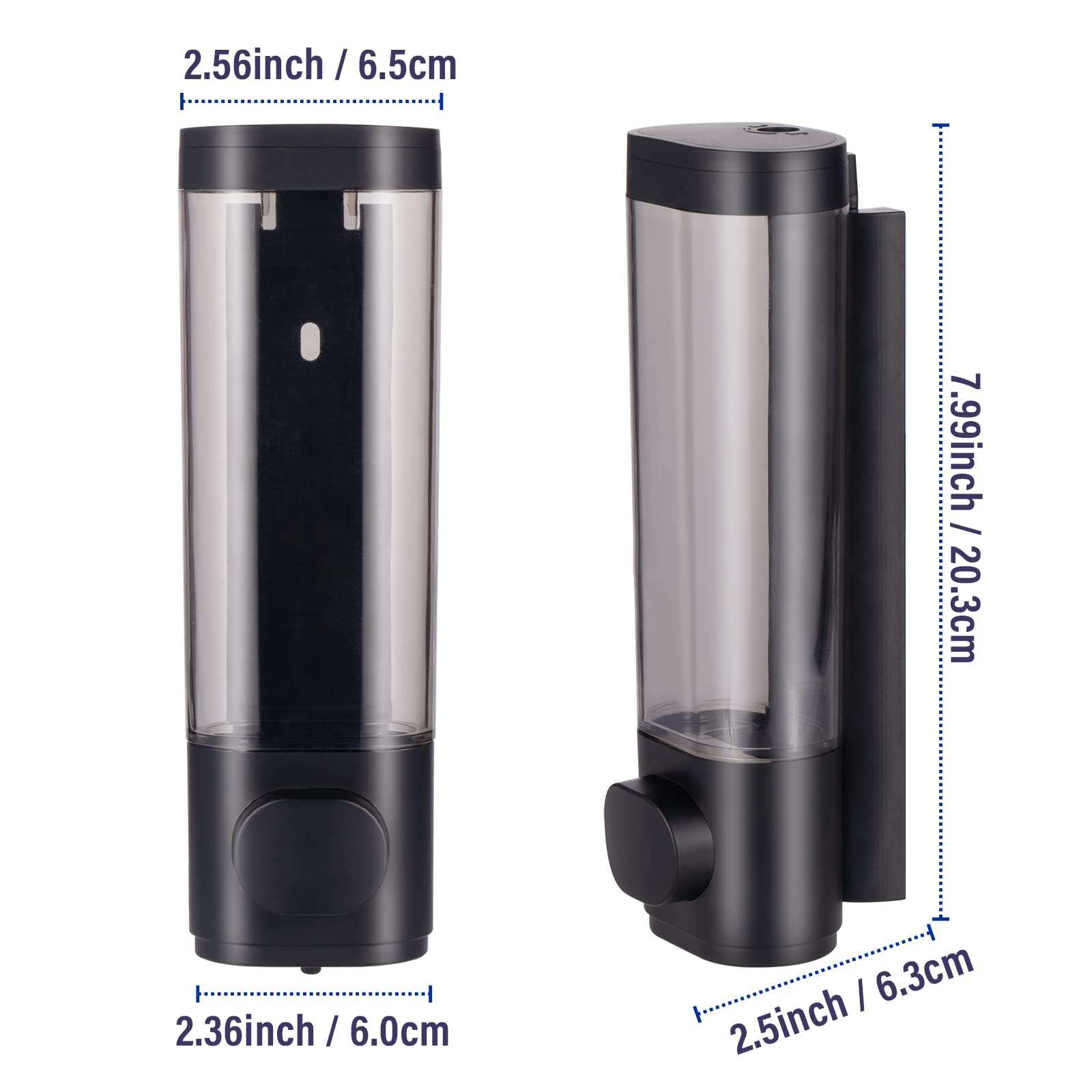 300ml Soap Dispenser Wall Mount, Manual Hand Shampoo Shower Gel Dispenser Lotion Container for Bathroom Kitchen, 1 Chamber Shampoo and Conditioner Dispenser Black - Image 3