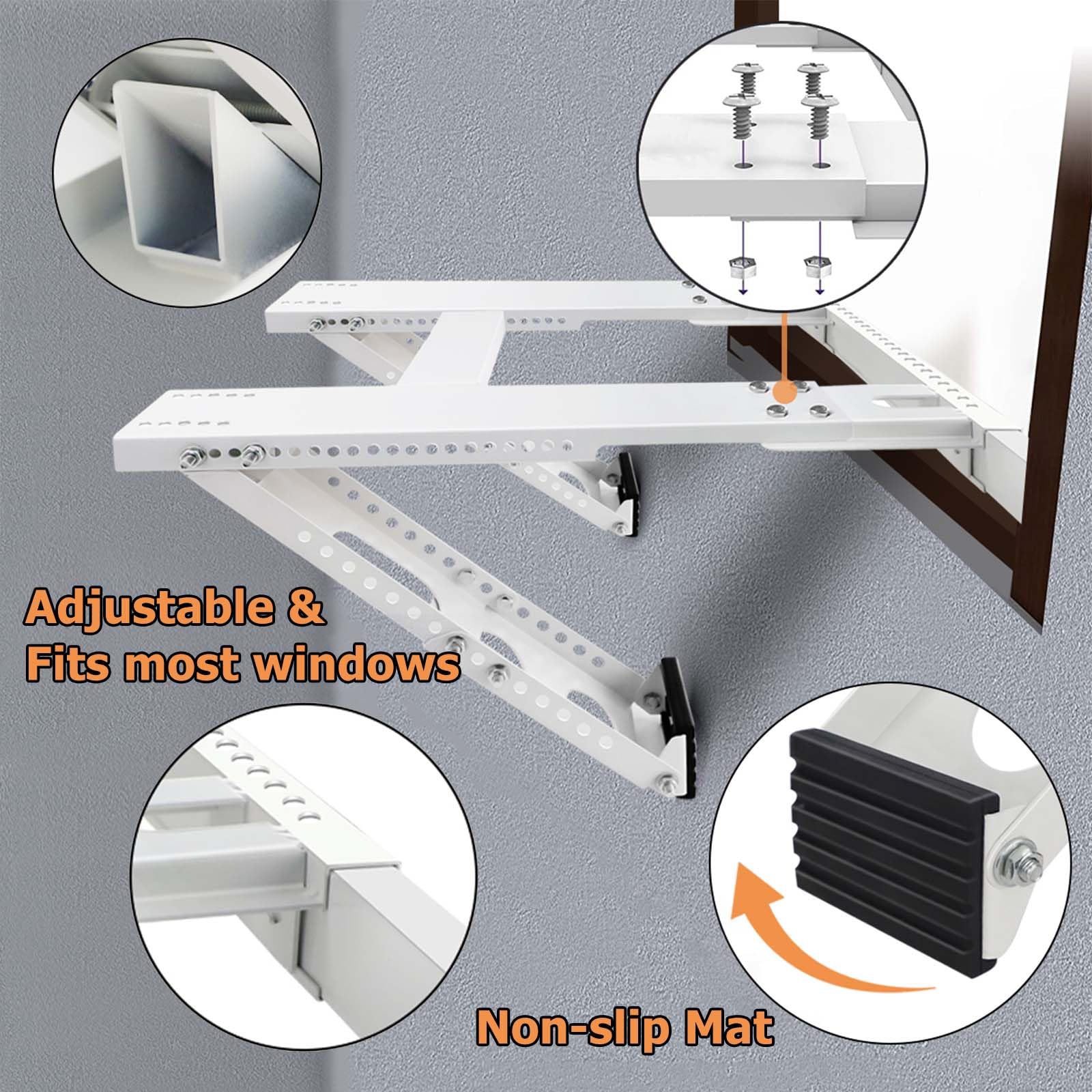 Air Conditioner Support Bracket, AC Brackets for Windows No Drilling, Heavy Duty Window AC Support Bracket for Window 2 Arms Support Up to 220lbs - Image 4