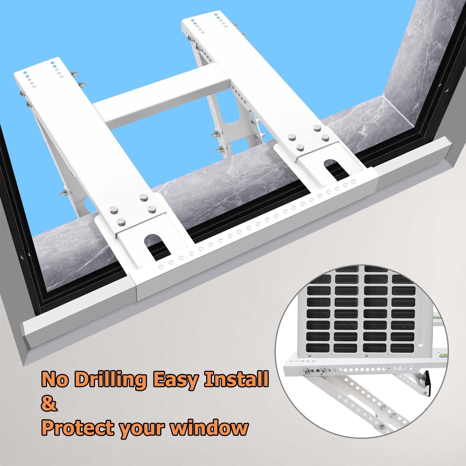 Air Conditioner Support Bracket, AC Brackets for Windows No Drilling, Heavy Duty Window AC Support Bracket for Window 2 Arms Support Up to 220lbs - Image 5