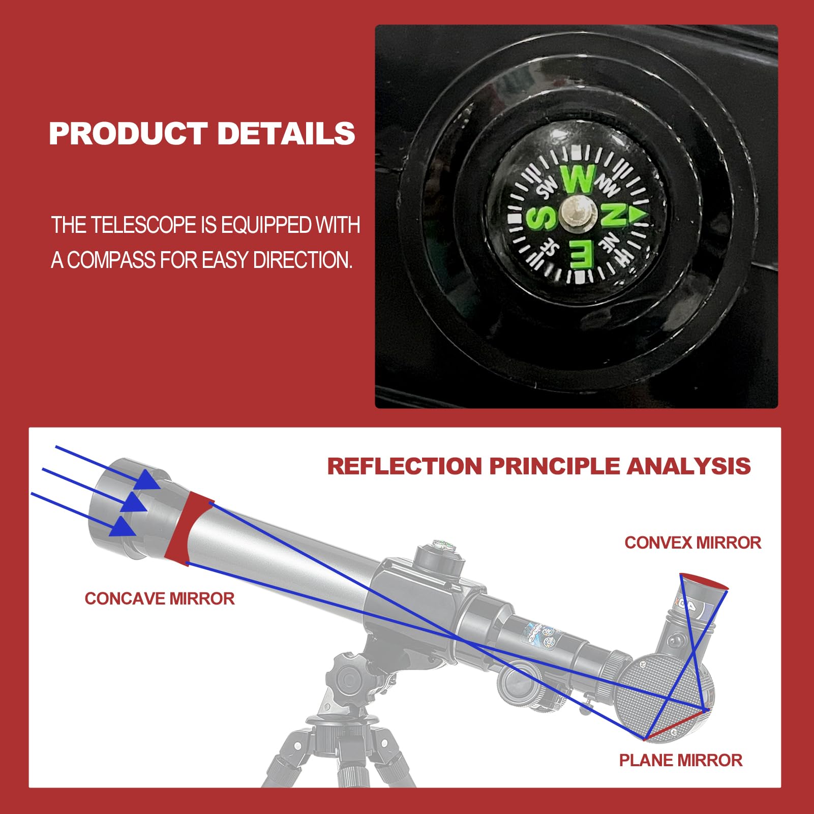 Astronomical Telescope, Professional 20X 30X 40X Astronomical Landscape Telescope with Tripod, Portable for Beginners - Image 3