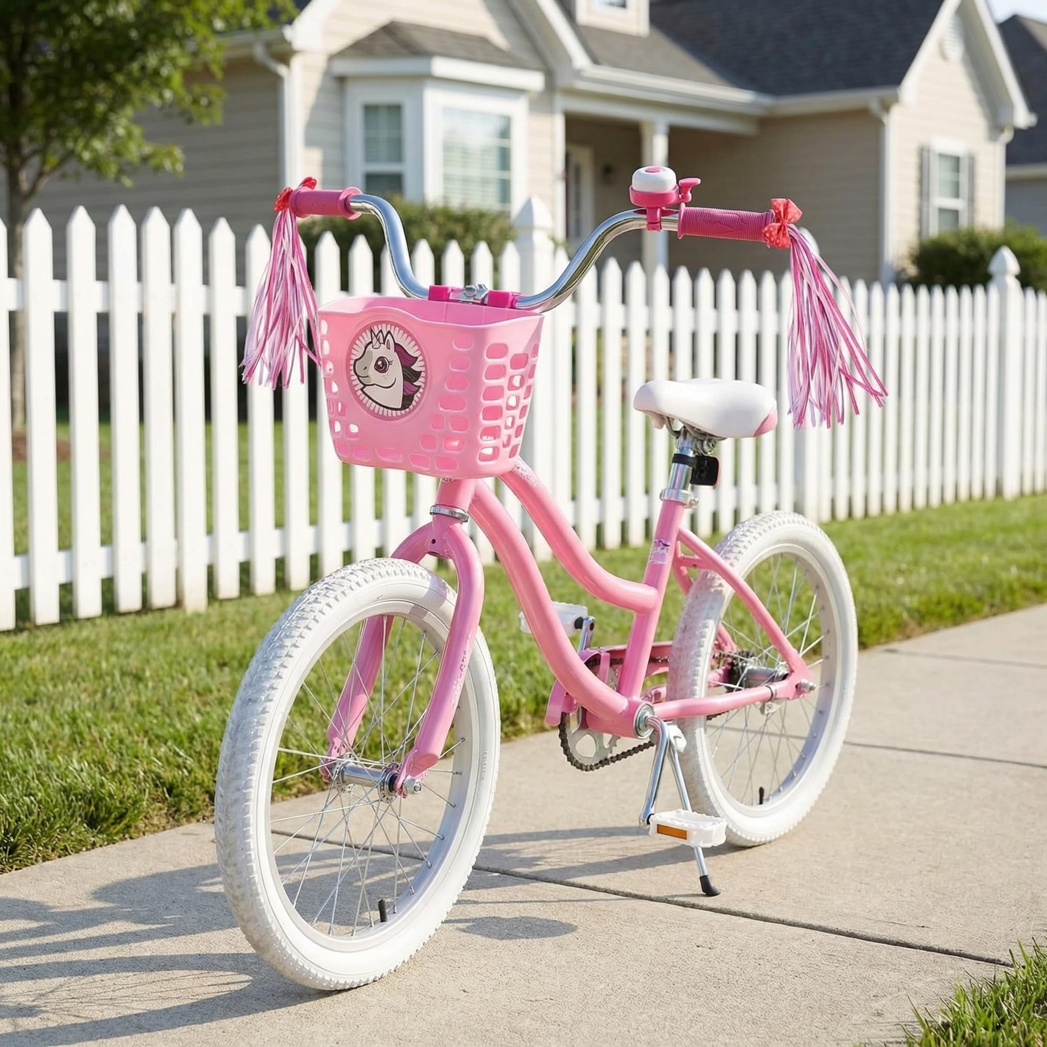 Kids Bike Basket Gift Set, Bike Basket Front Mount with Streamers & Bell, Universal Bike Accessories for Kids – Fits Most Scooters & Bicycles, Pink - Image 6