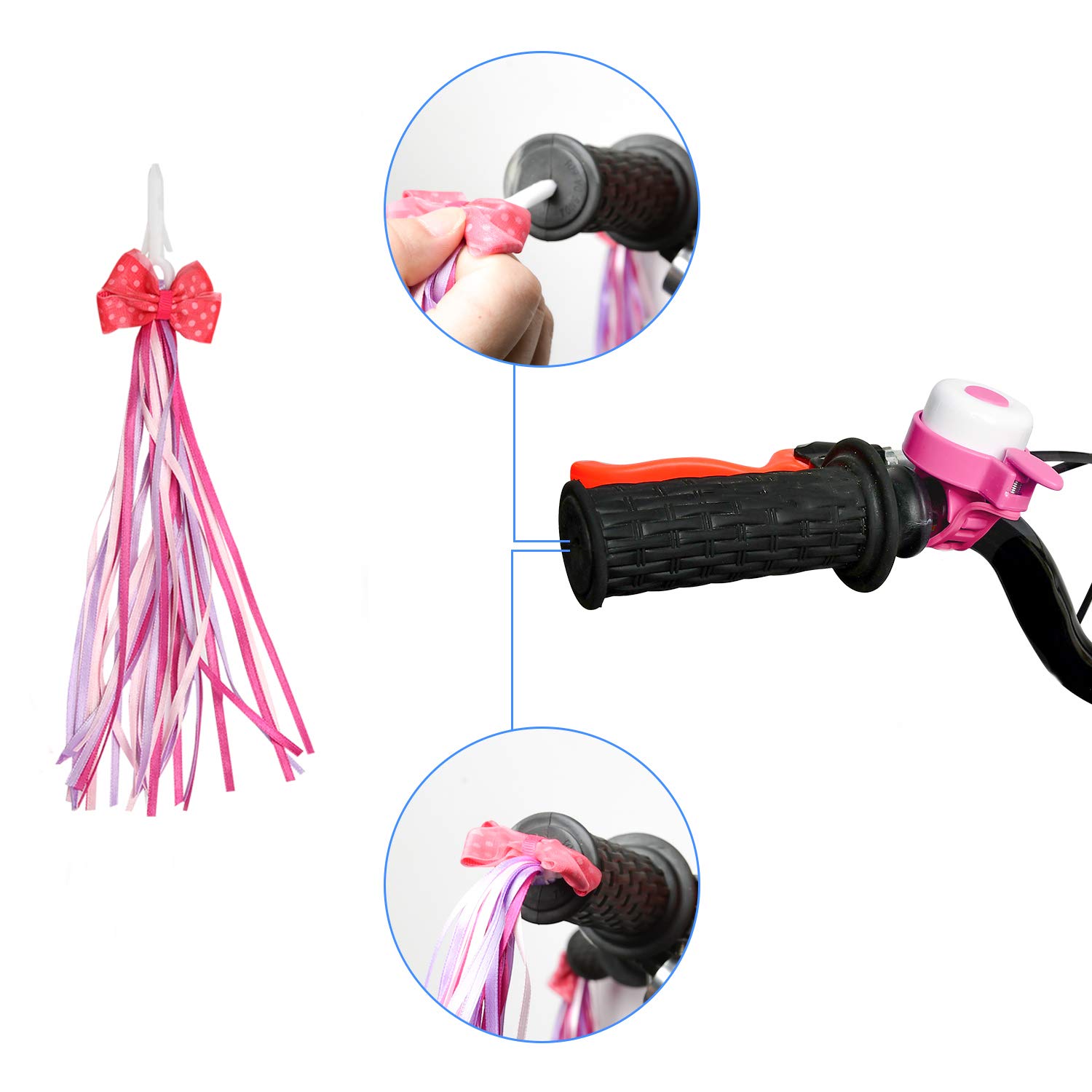 Kids Bike Basket Gift Set, Bike Basket Front Mount with Streamers & Bell, Universal Bike Accessories for Kids – Fits Most Scooters & Bicycles, Pink - Image 9