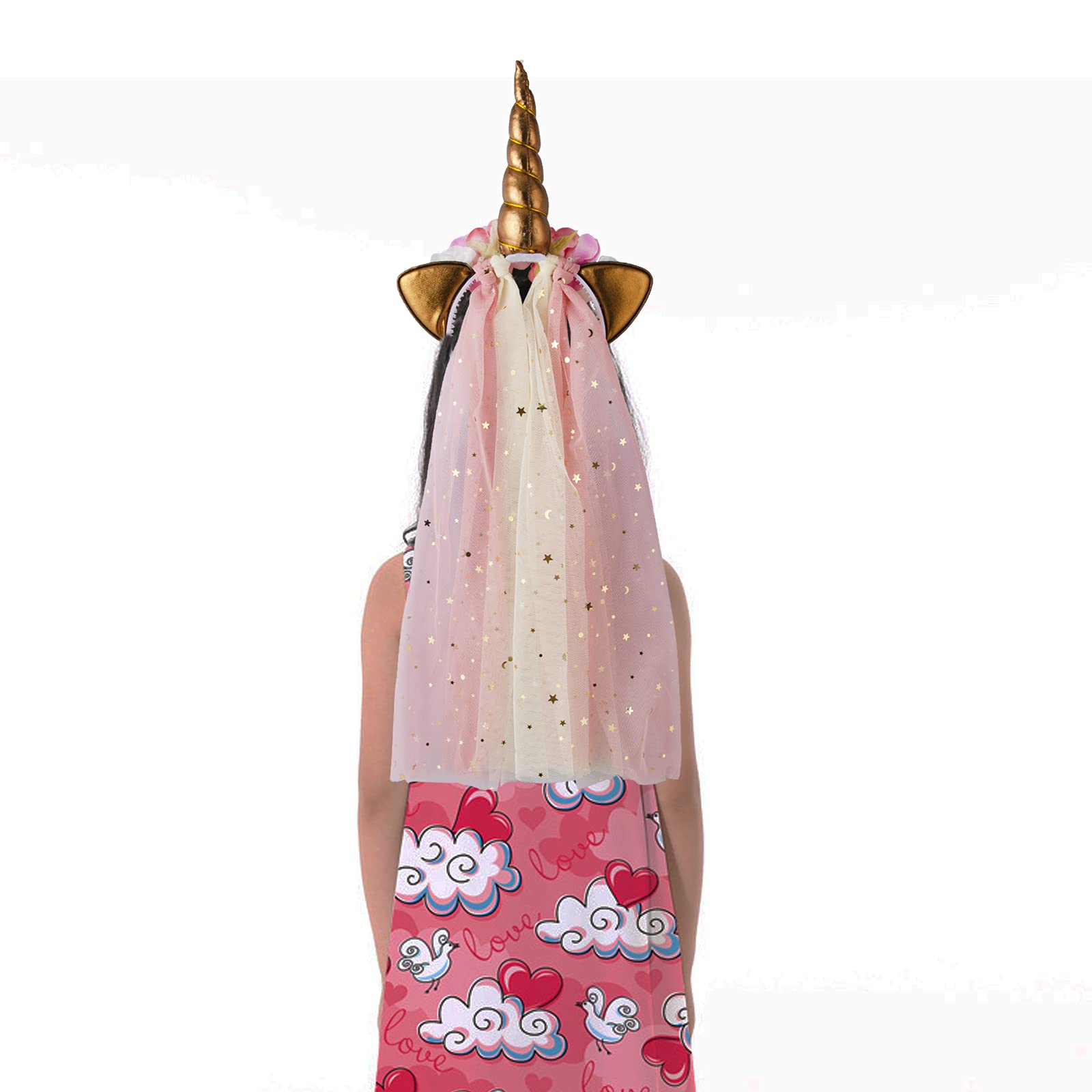 Little World 3 Pack Unicorn Headband - Rainbow/Rose Gold/White Horn with Tulle, Unicorn Decorations for Birthday Party, Gift Idea for Easter - Image 8