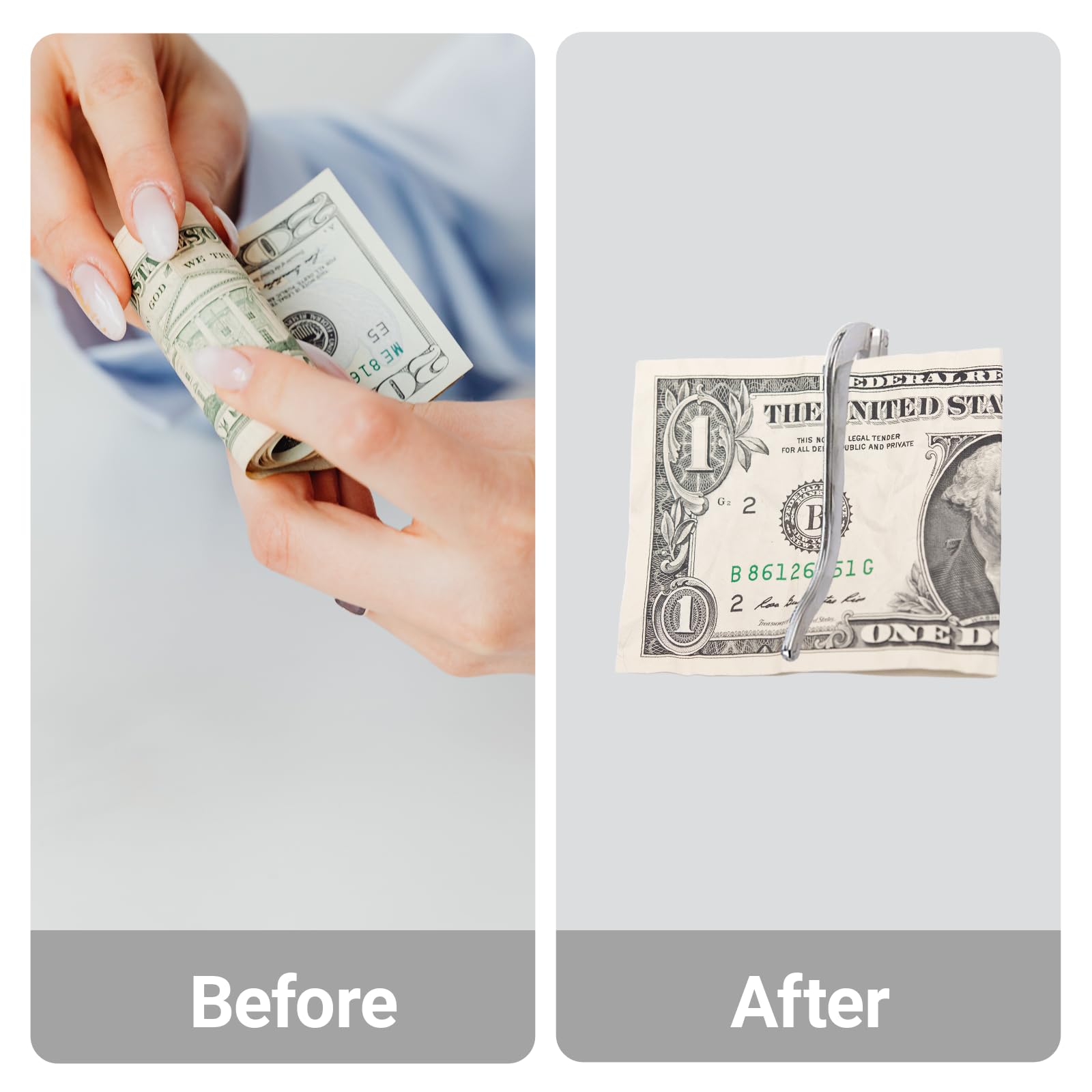 Little World 4PCS Money Clip - Stainless Steel Spring Money Clip for Men, Minimalist Mens Money Clip Front Pocket Wallet (70MM) - Image 4