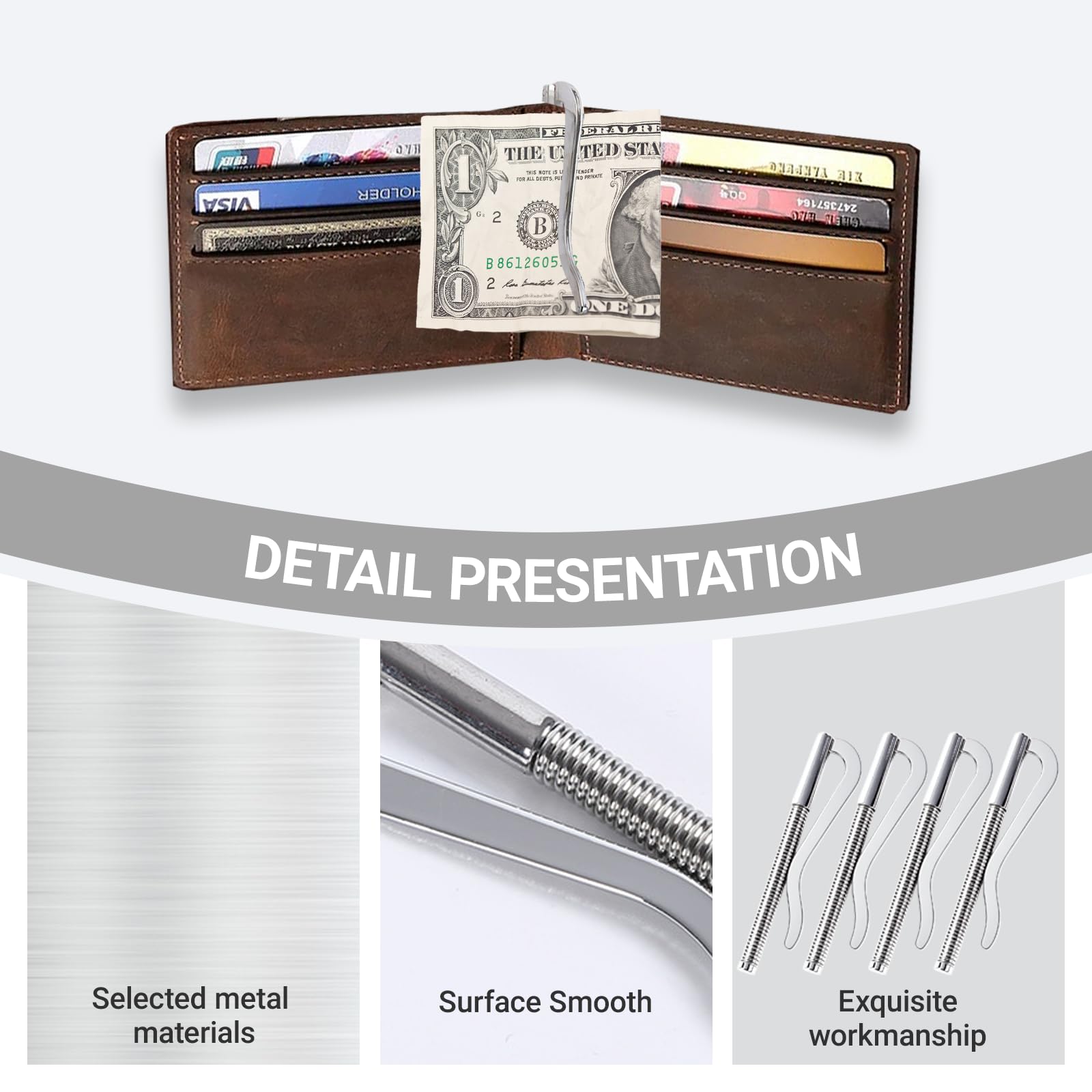 Little World 4PCS Money Clip - Stainless Steel Spring Money Clip for Men, Minimalist Mens Money Clip Front Pocket Wallet (70MM) - Image 6