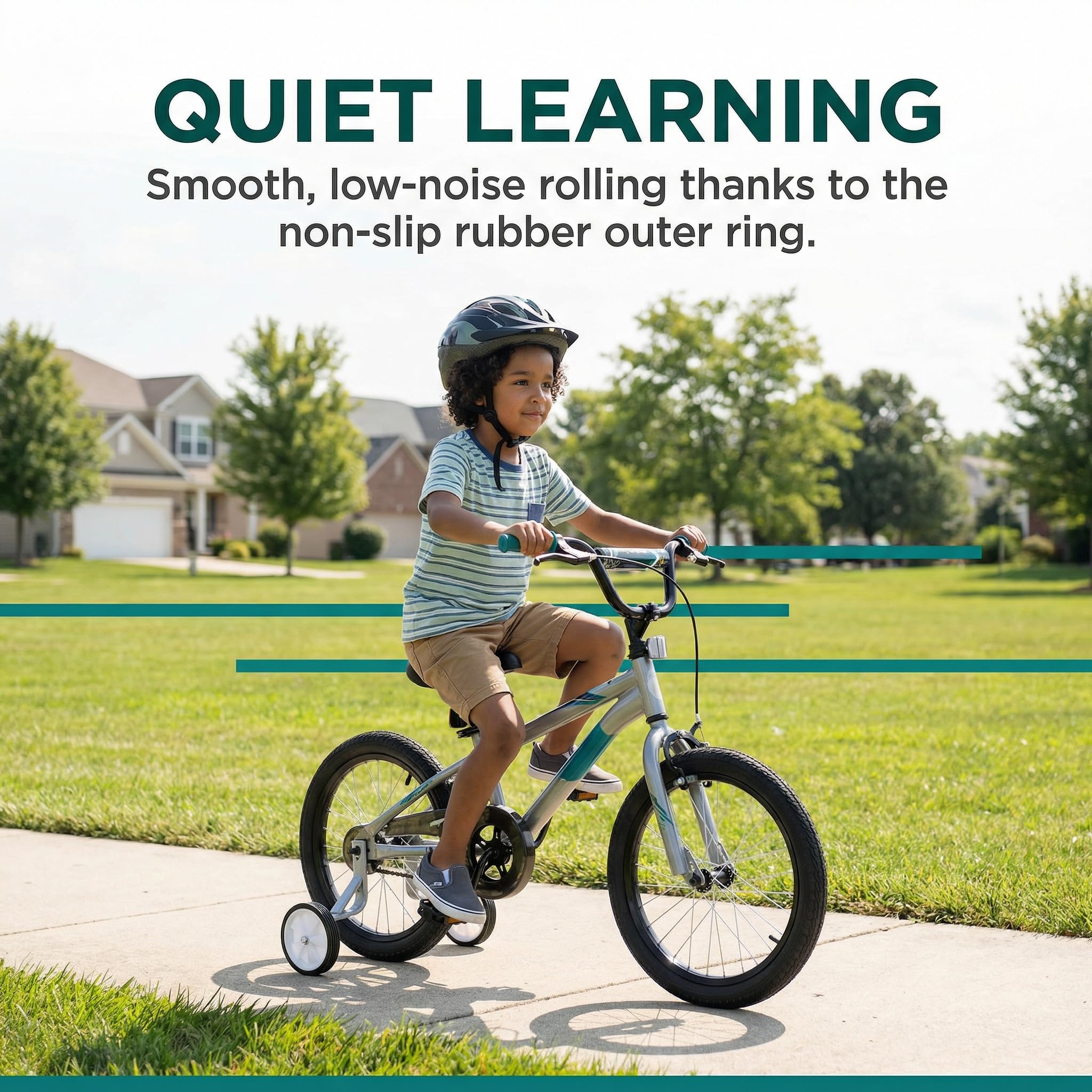 Little World Bicycle Training Wheels, Variable Speed Bike Training Wheels Bicycle Stabilizers Mounted Kit for Kids Variable Bike of 18 20 22 Inch, 1 Pair (Sliver) - Image 3