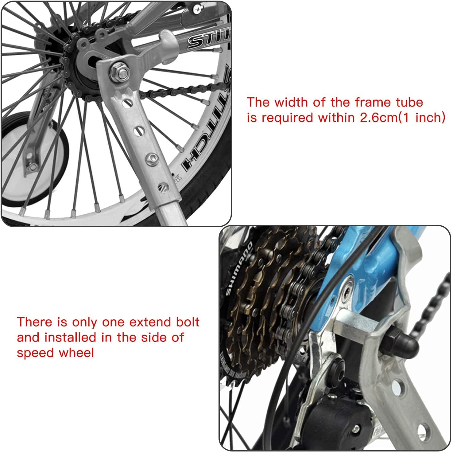 Little World Bicycle Training Wheels, Variable Speed Bike Training Wheels Bicycle Stabilizers Mounted Kit for Kids Variable Bike of 18 20 22 Inch, 1 Pair (Sliver) - Image 7