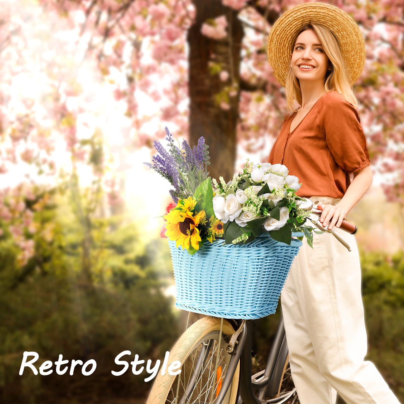 Little World Bike Basket Front Bicycle Bike Baskets for Kids - Handwoven, Detachable Front Handlebar Basket, Ideal for Shopping, Commuting, and Pet Carriers 1 Pack - Image 3