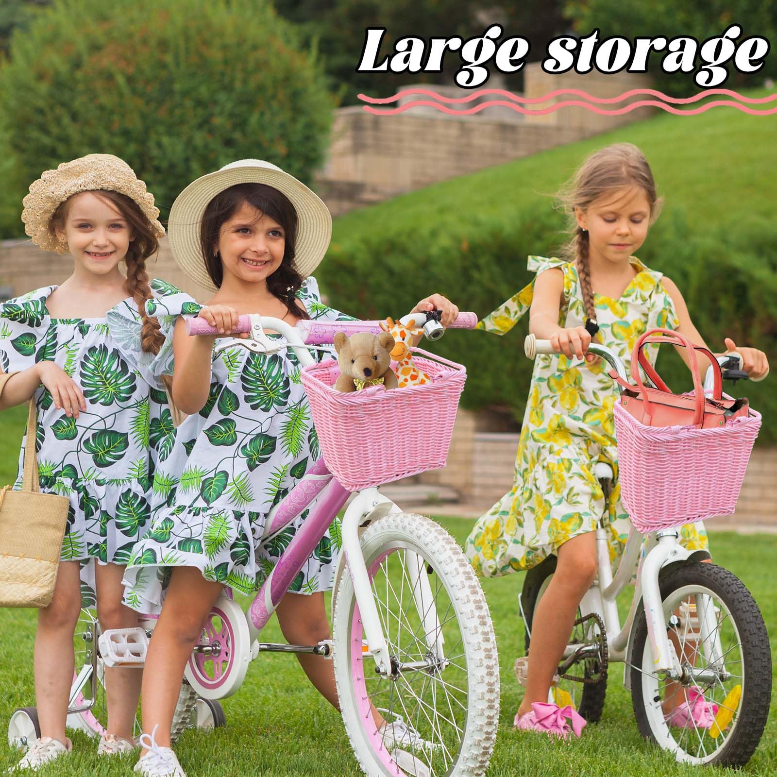Little World Bike Basket Front Bicycle Bike Baskets for Kids - Handwoven, Detachable Front Handlebar Basket, Ideal for Shopping, Commuting, and Pet Carriers 1 Pack - Image 5