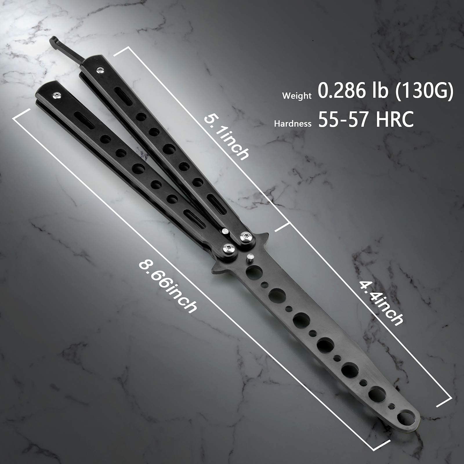 Little World Butterfly Knife - 1 Pack Butterfly Knife Trainer Practice Tool Steel Metal - Comb for Practicing Flipping Tricks Folding Unsharpened - Balisong Trainer Black - Image 3