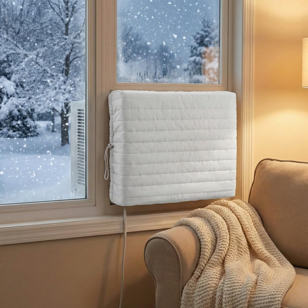Little World Indoor Air Conditioner Cover - Window AC Covers for Inside, White Air Conditioner cover Indoor Double Insulation Air Conditioner Covers 28 x 20 x 3.5 Inches - Image 3