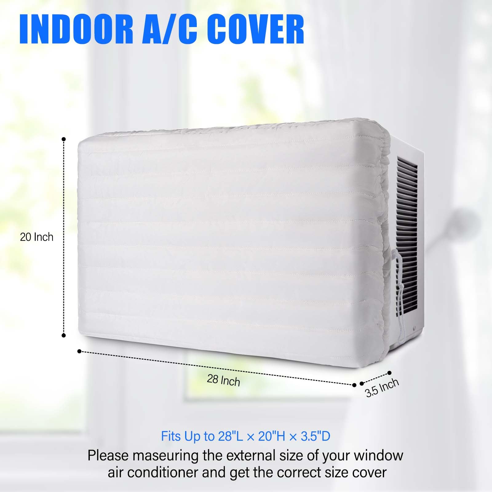 Little World Indoor Air Conditioner Cover - Window AC Covers for Inside, White Air Conditioner cover Indoor Double Insulation Air Conditioner Covers 28 x 20 x 3.5 Inches - Image 4