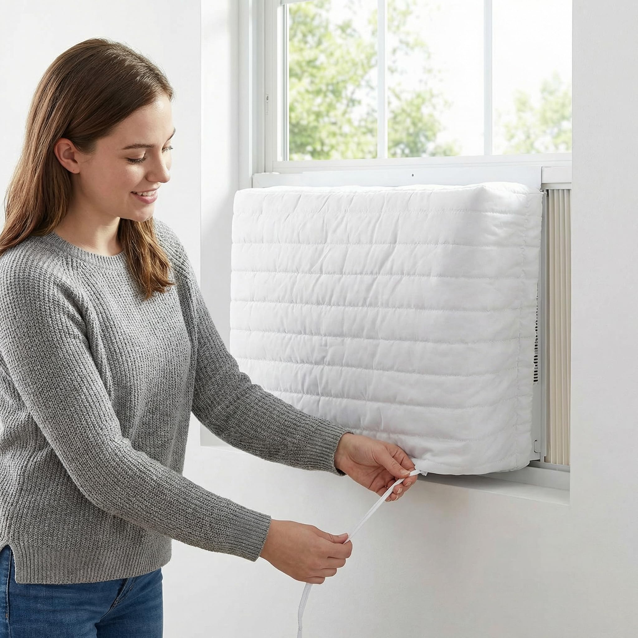 Little World Indoor Air Conditioner Cover - Window AC Covers for Inside, White Air Conditioner cover Indoor Double Insulation Air Conditioner Covers 28 x 20 x 3.5 Inches - Image 5