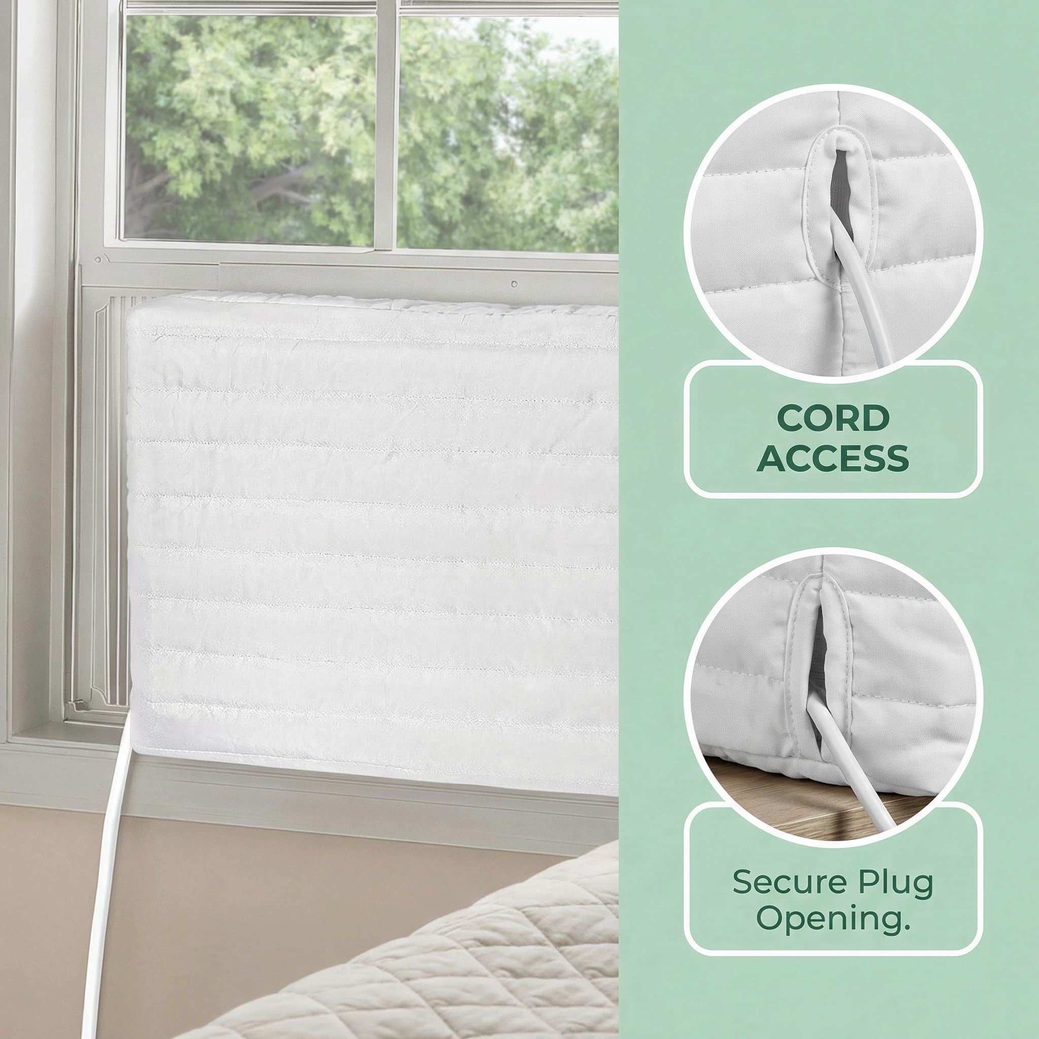 Little World Indoor Air Conditioner Cover - Window AC Covers for Inside, White Air Conditioner cover Indoor Double Insulation Air Conditioner Covers 28 x 20 x 3.5 Inches - Image 6