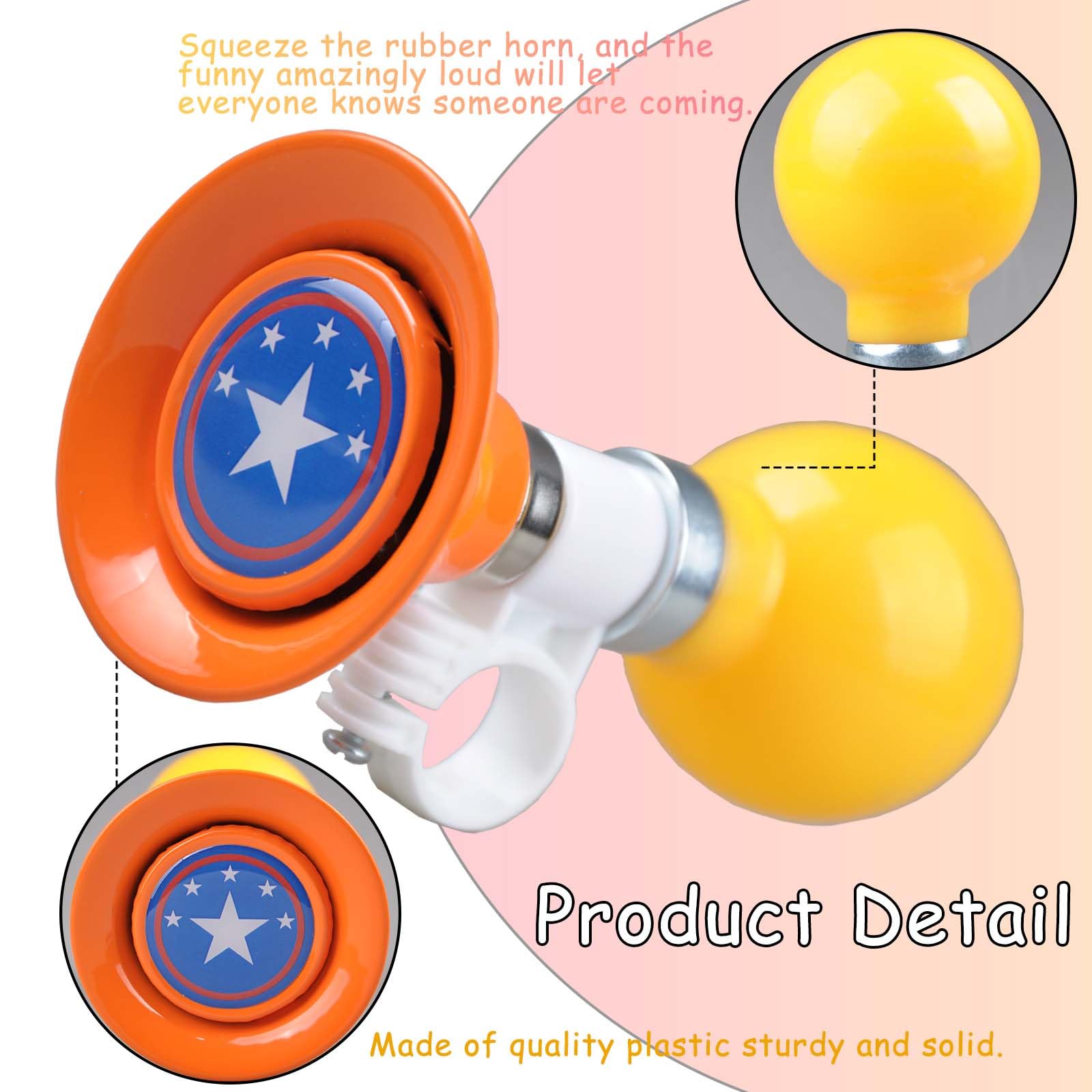 Little World Kids Bike Bell and Streamers, Orange Pentagram Bicycle Horn Accessories for Children - Image 3