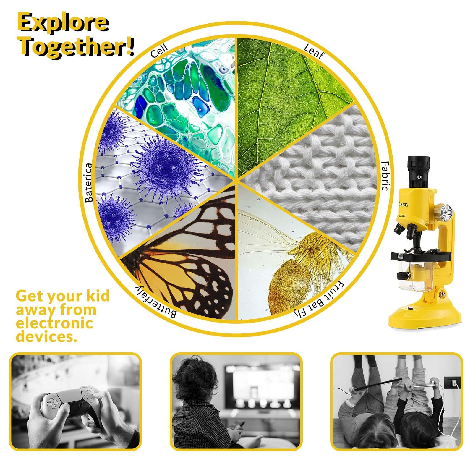 Little World Microscope for Kids, 100x 400x and 1200x Science Kits for Kids Age 5-7 Age 8-12, Microscope Beginner Kit with LED, Learning Resources Toys, Science Experiment STEM Kits for Boys Girls - Image 3