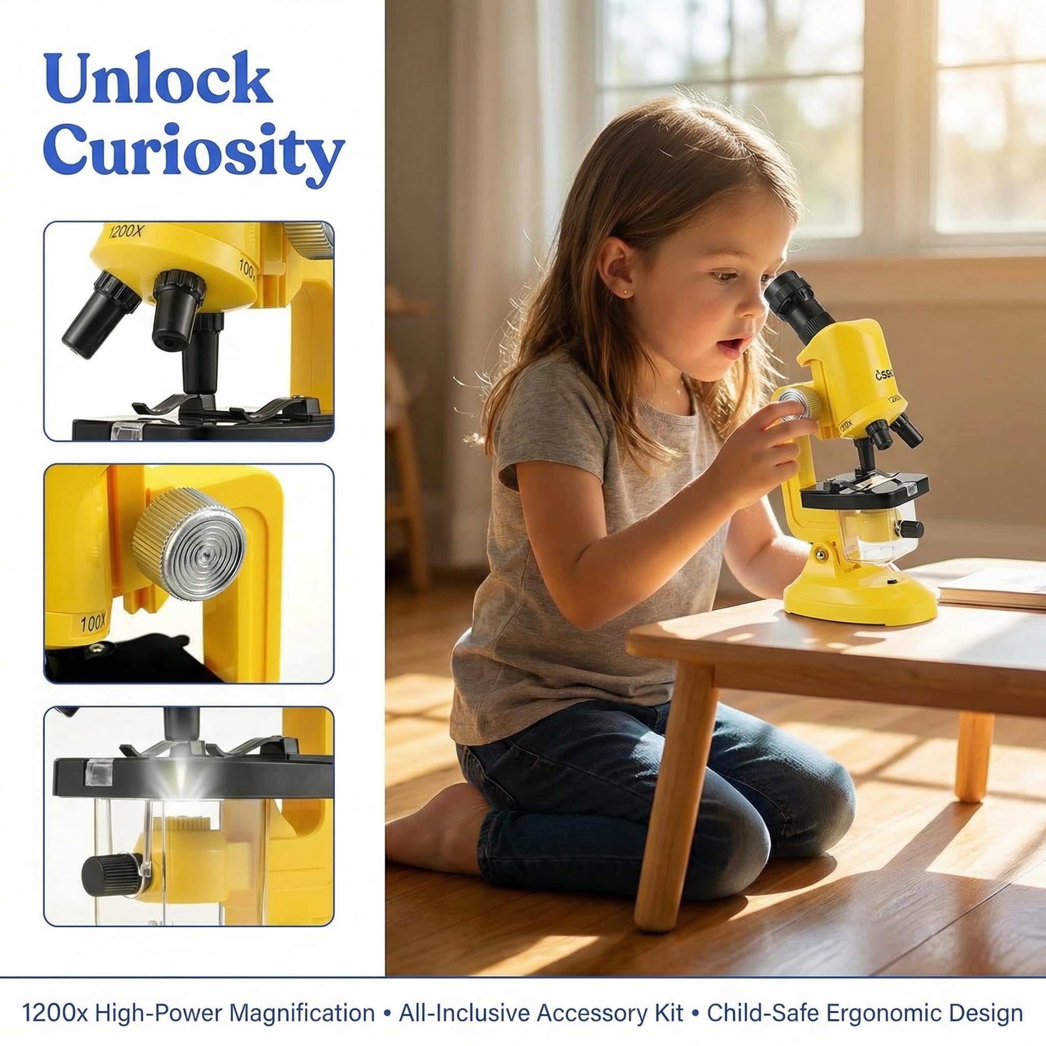 Little World Microscope for Kids, 100x 400x and 1200x Science Kits for Kids Age 5-7 Age 8-12, Microscope Beginner Kit with LED, Learning Resources Toys, Science Experiment STEM Kits for Boys Girls - Image 4