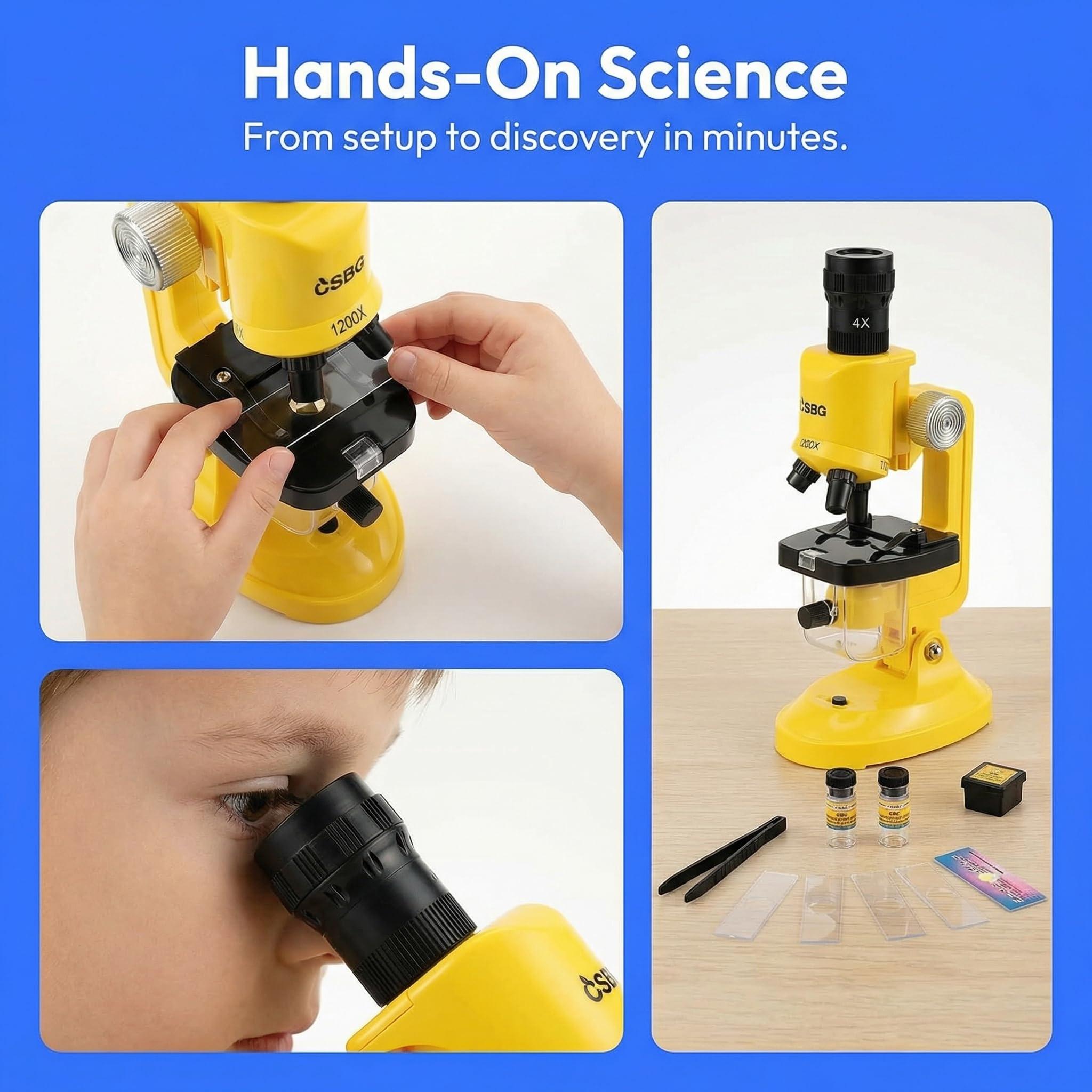 Little World Microscope for Kids, 100x 400x and 1200x Science Kits for Kids Age 5-7 Age 8-12, Microscope Beginner Kit with LED, Learning Resources Toys, Science Experiment STEM Kits for Boys Girls - Image 5