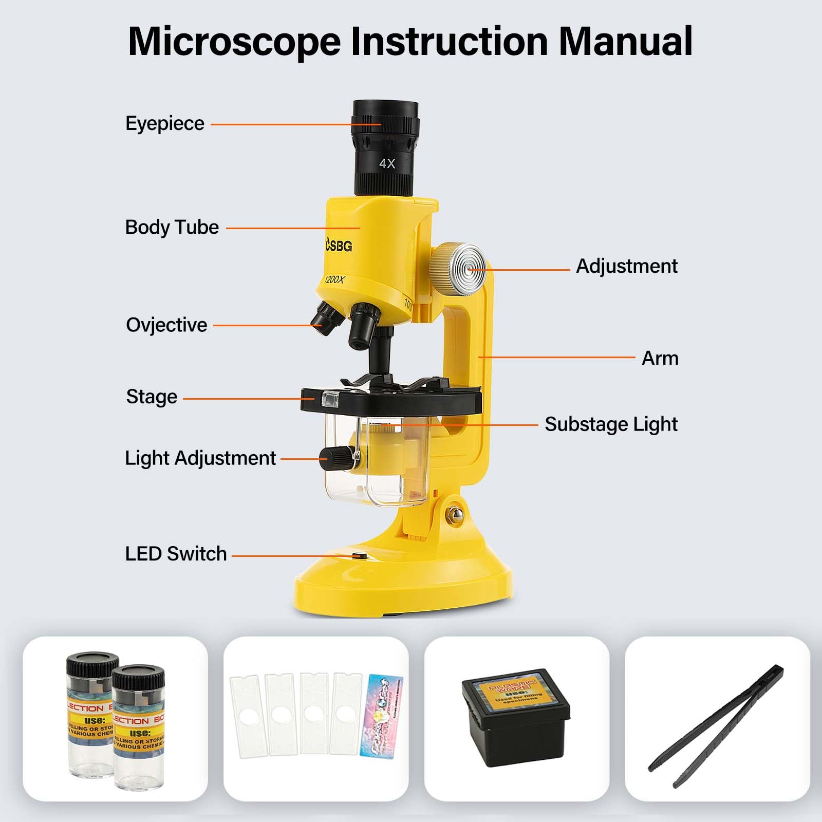 Little World Microscope for Kids, 100x 400x and 1200x Science Kits for Kids Age 5-7 Age 8-12, Microscope Beginner Kit with LED, Learning Resources Toys, Science Experiment STEM Kits for Boys Girls - Image 8