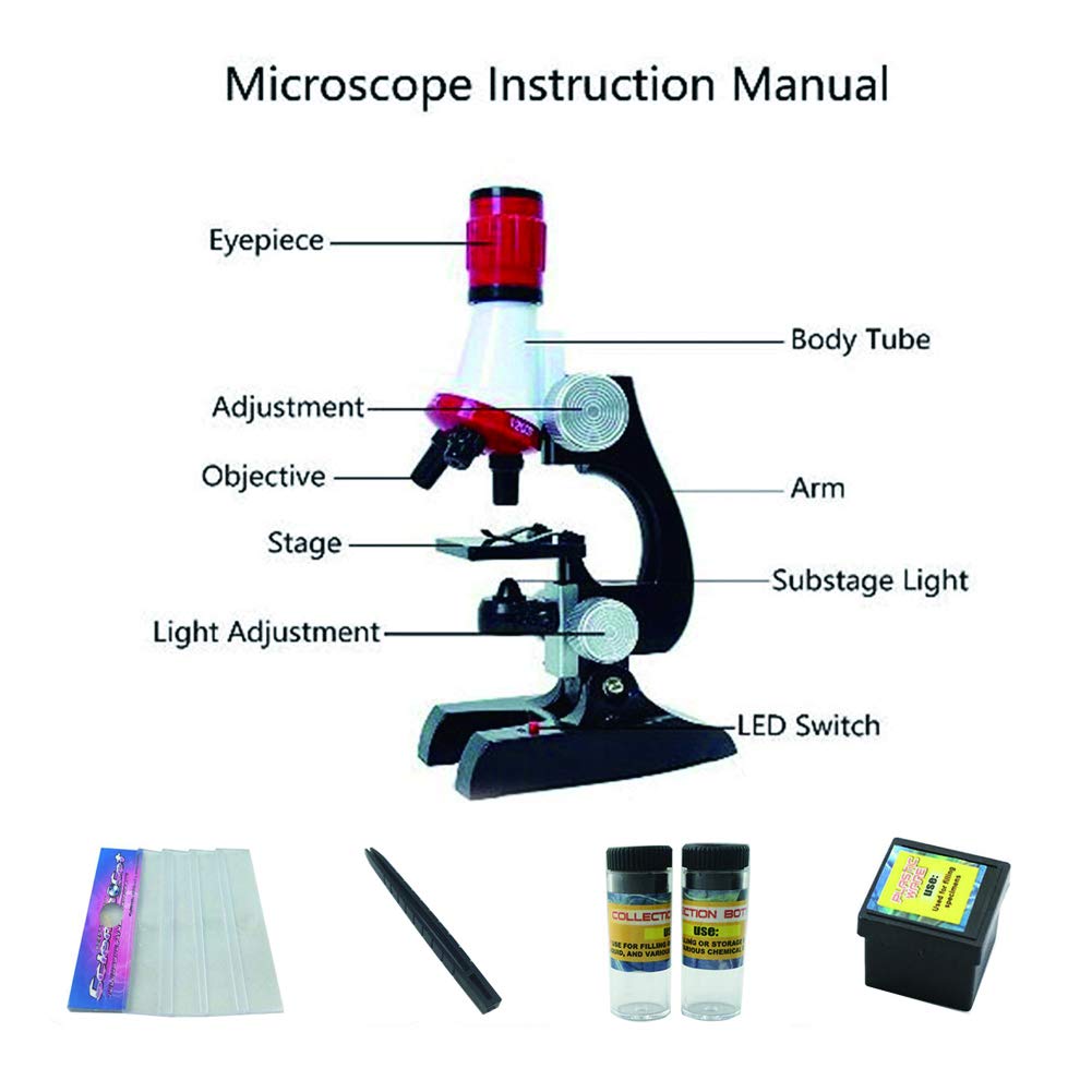 Little World Science Kits for Kids Beginner Microscope Kit with LED 100X 400X and 1200X Magnification Kids Educational Toy Birthday Halloween - Image 4