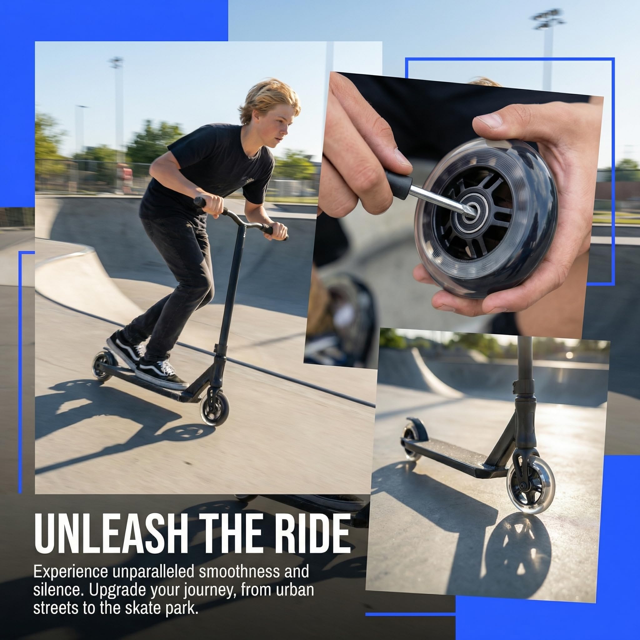 Little World Scooter Wheels - Quality Pair of 2pcs 100mm Stunt Scooter Wheels for Smooth Ride - Image 4