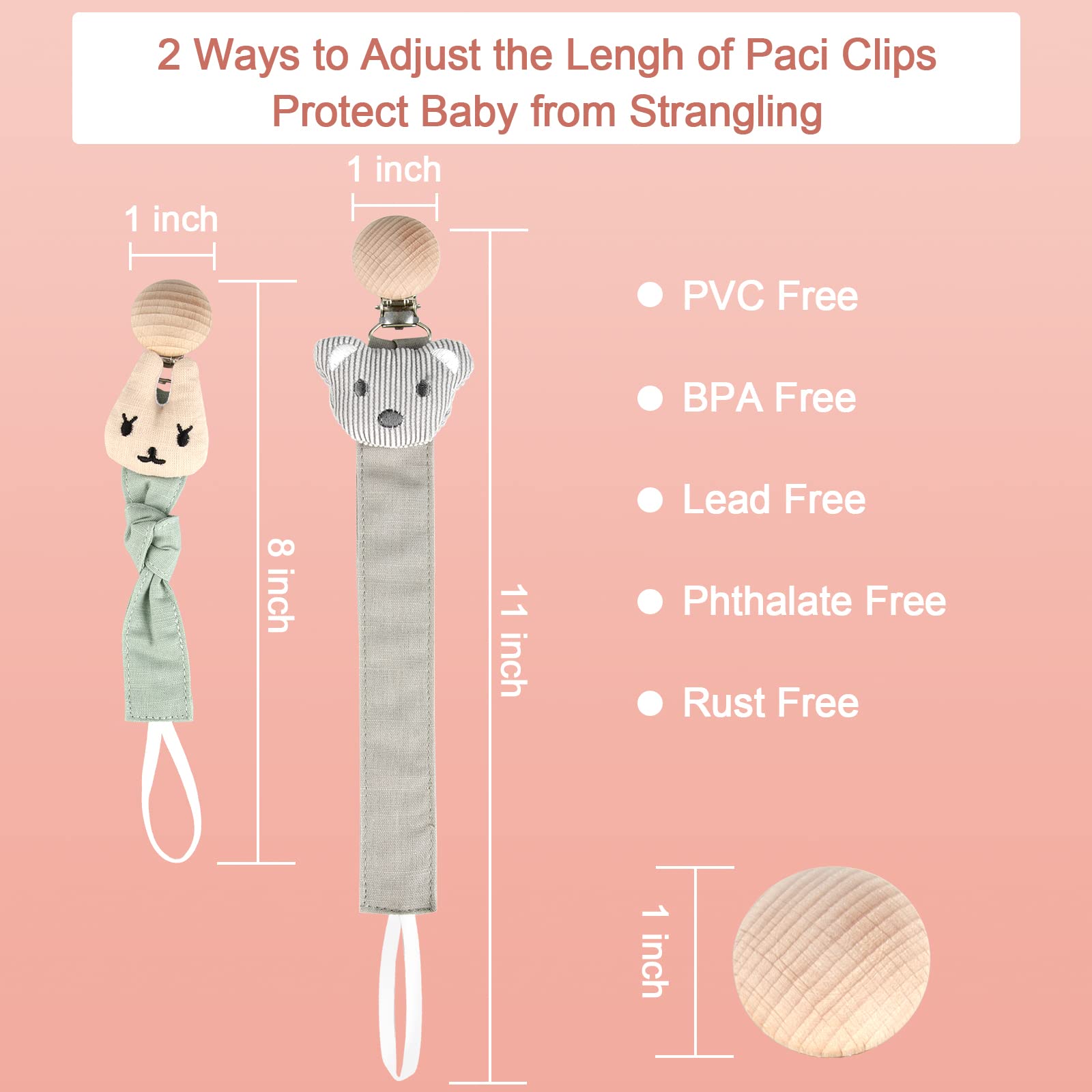 Pacifier Clips - 5 Pack Paci Holder Baby Boys Girls - Teething Beads Soothie Binky Clips Teether Toys - Best Gift Idea for Toddlers - Image 5