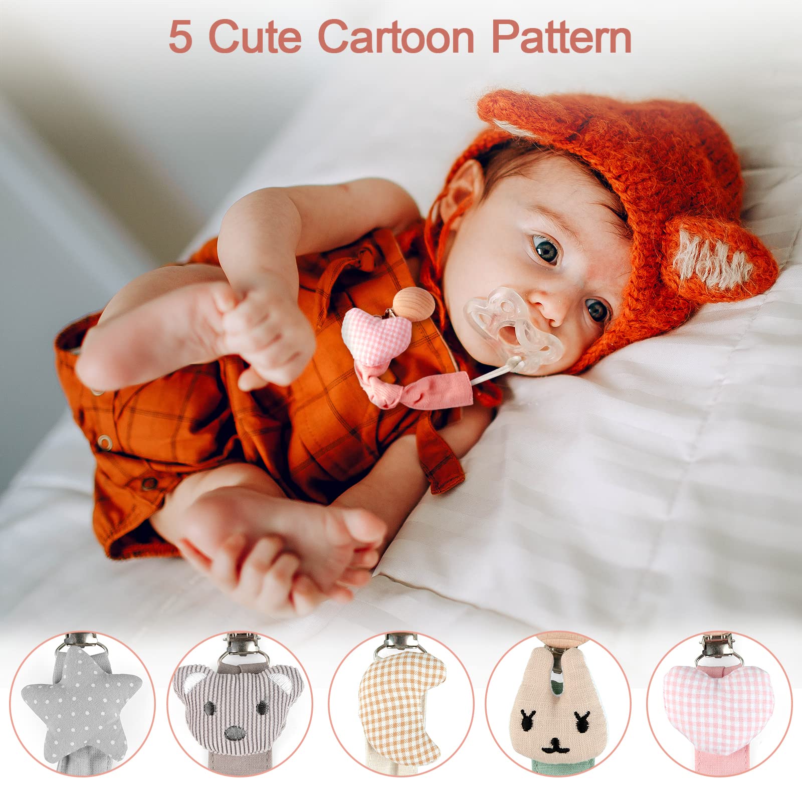 Pacifier Clips - 5 Pack Paci Holder Baby Boys Girls - Teething Beads Soothie Binky Clips Teether Toys - Best Gift Idea for Toddlers - Image 6