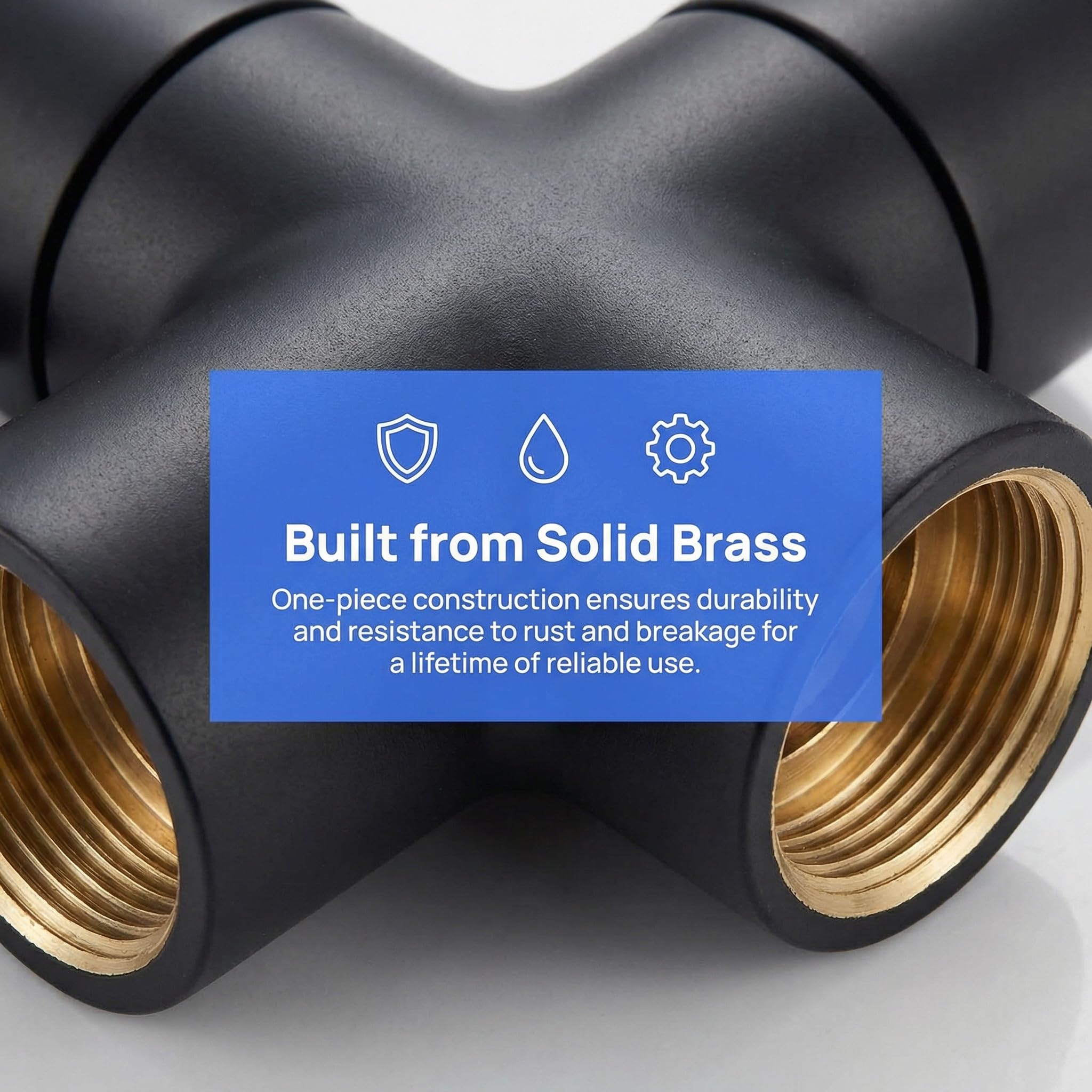 Shower Diverter Valve – G1/2 Solid Brass 3 Way Shower Diverter Valve for Hand Held Showerhead, Black - Image 9