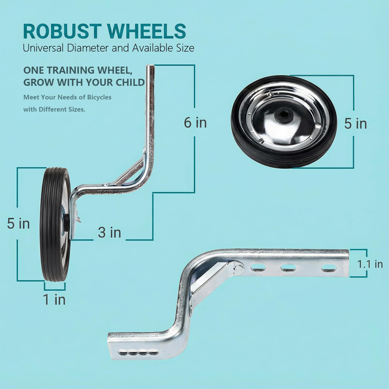 Training Wheels Little World Heavy Duty Rear Bicycle Stabilizers Mounted Kit Compatible for Bikes of 14 16 18 Inch, 1 Pair-Stronger Version - Image 4