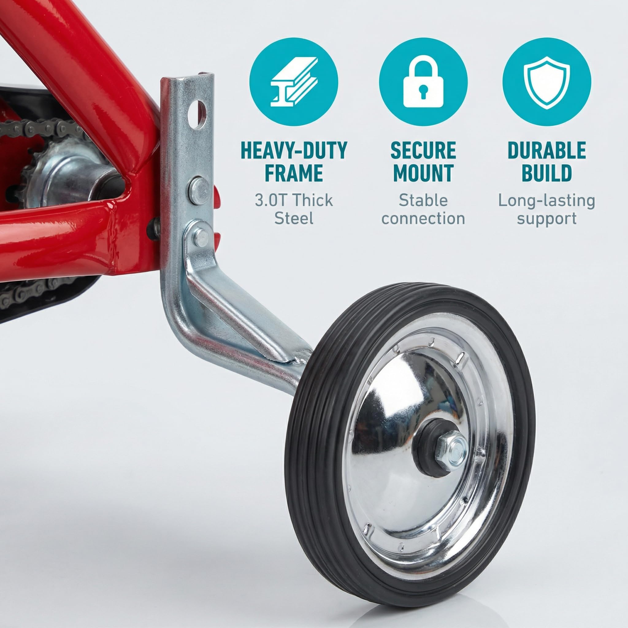 Training Wheels Little World Heavy Duty Rear Bicycle Stabilizers Mounted Kit Compatible for Bikes of 14 16 18 Inch, 1 Pair-Stronger Version - Image 7